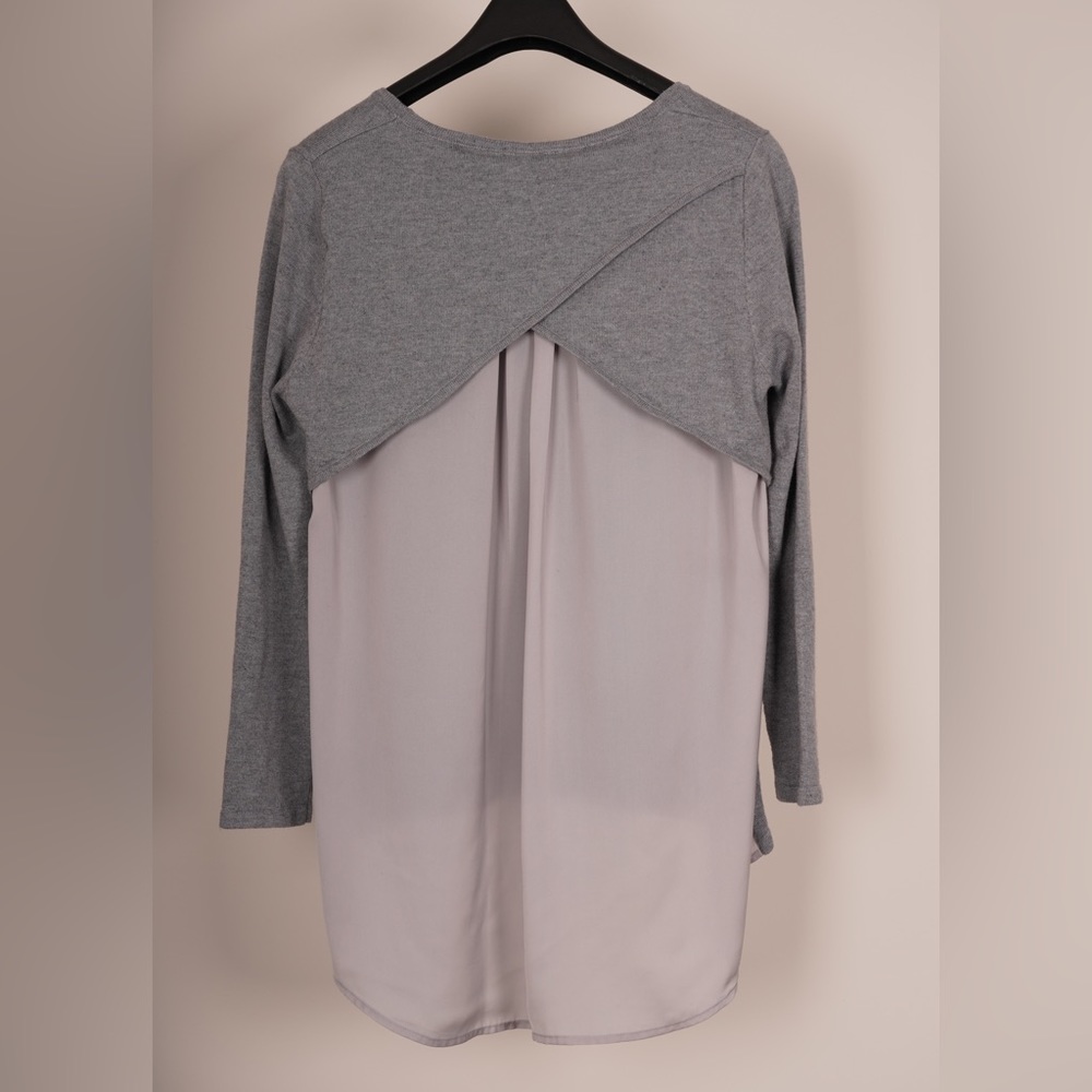 Metalicus Grey Long Sleeve Sweater with Crisscross Pleated Back